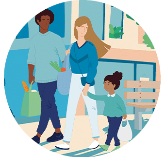 Illustration famille qui se promène